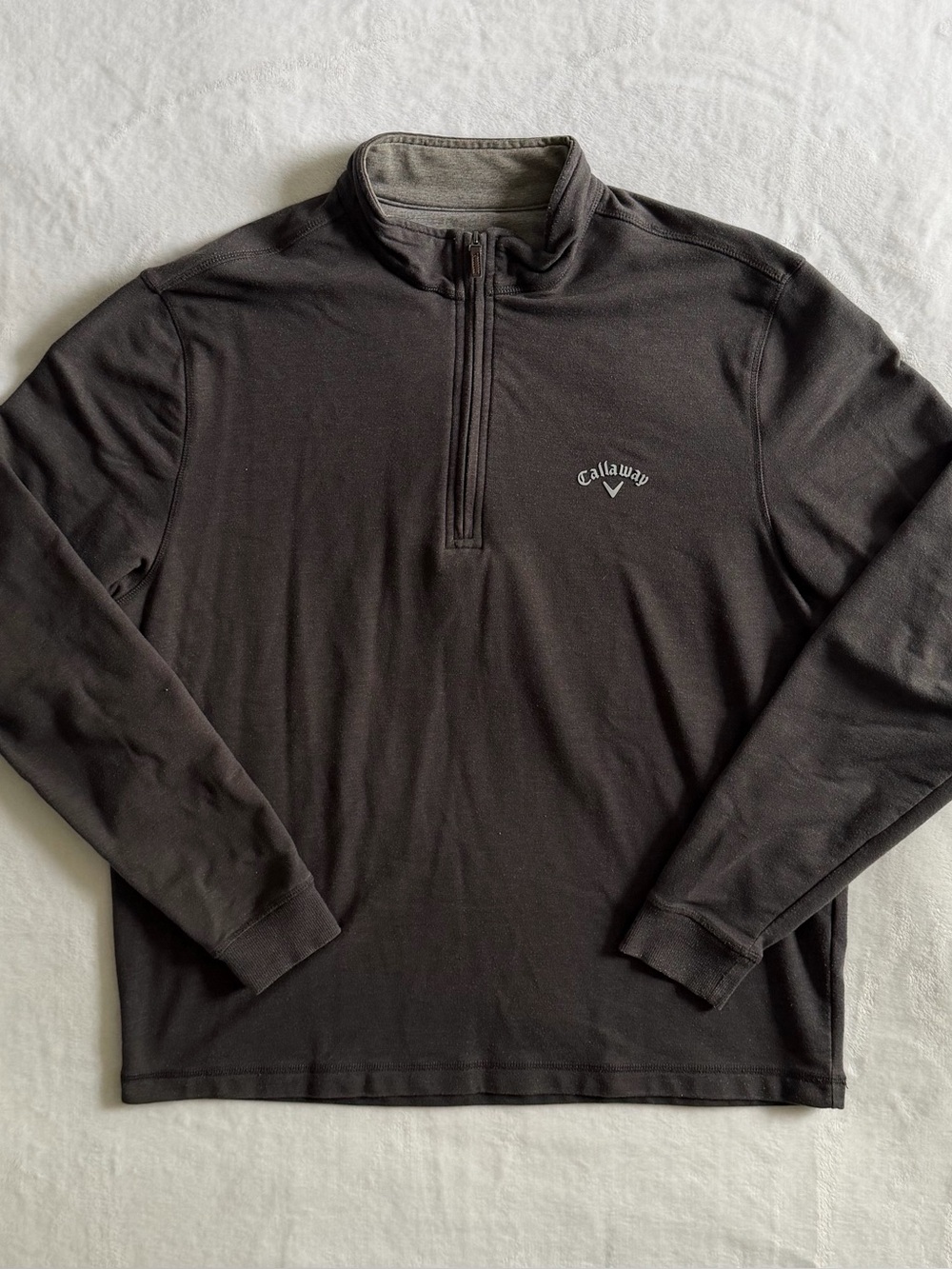 Callaway Mens Charcoal Gray Quarter Zip Pullover Sweatshirt Stretch Layer Size M
